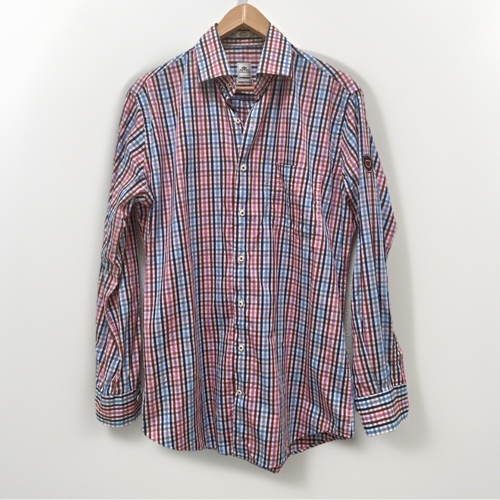 Peter Millar‎ Mens Medium Button Down Shirt Seaside Finish Checkered Preppy